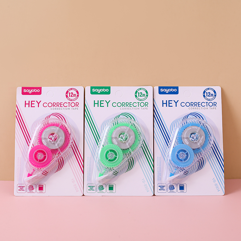 YB-8904 High-quality, large-capacity anti-drop correction tape, 12-meter ultra-thin film PET transparent film, easy to use, continuous for students, factory direct sales full figure