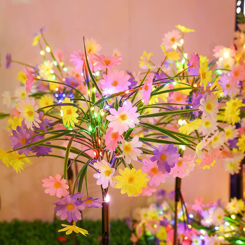 New 7-head solar-powered small chamomile lamp outdoor courtyard park garden decoration LED flower field and lawn insertion lamp full figure