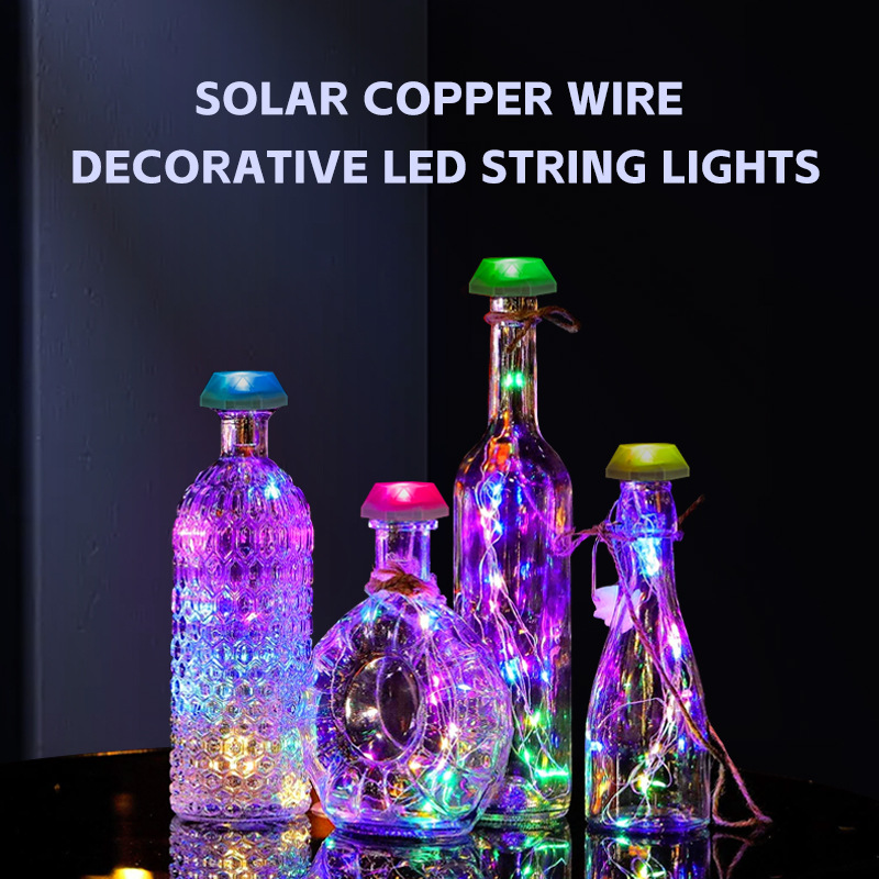 Cross-border outdoor European and American festival battery-powered seven-color color-changing personalized New Year decorative landscape solar wine bottle lamp full figure