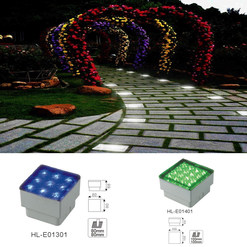 Outdoor waterproof floor tile lights in stock: 240V, 12V, ground embedded rectangular and square LED ice brick ground lamps full figure