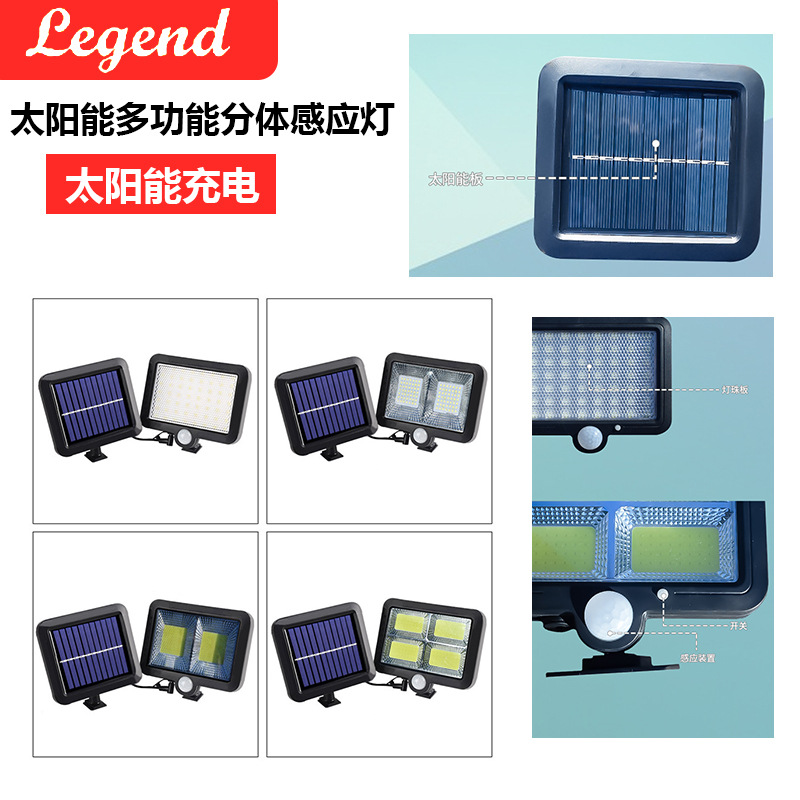 Cross-border best-selling solar lamps, outdoor garden lamps, split solar wall lamps, human body sensor lamps, garage road lamps full figure