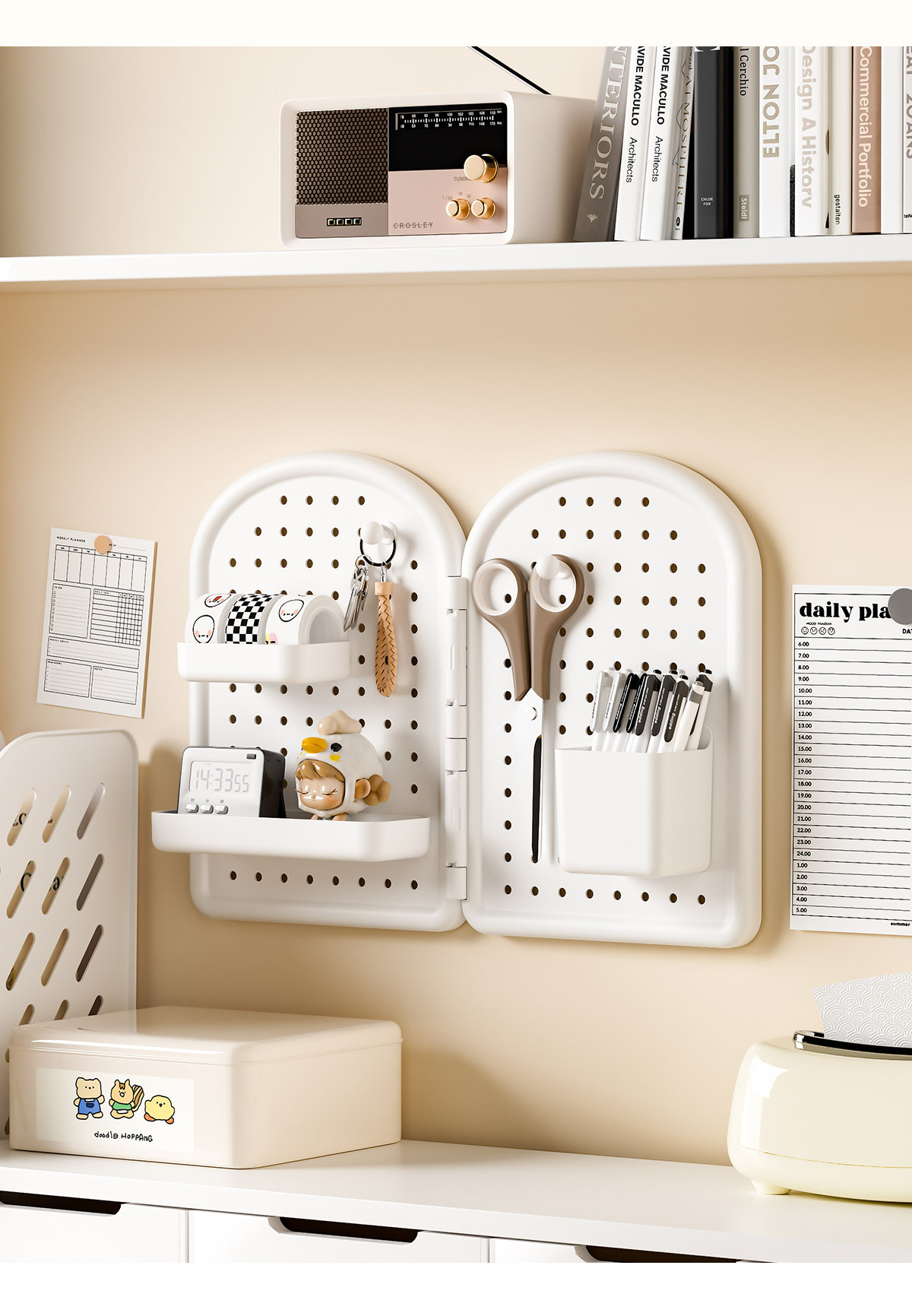 创意DIY家用角落洞洞板置物架，墙上免打孔收纳架，墙角摆放架817详情13