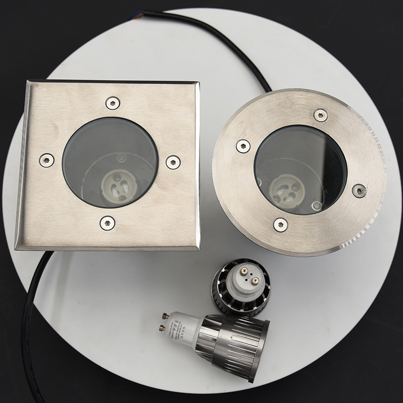Cross-border circular and square ground lamps with interchangeable light sources GU10 square garden lighting ground lamps details Picture