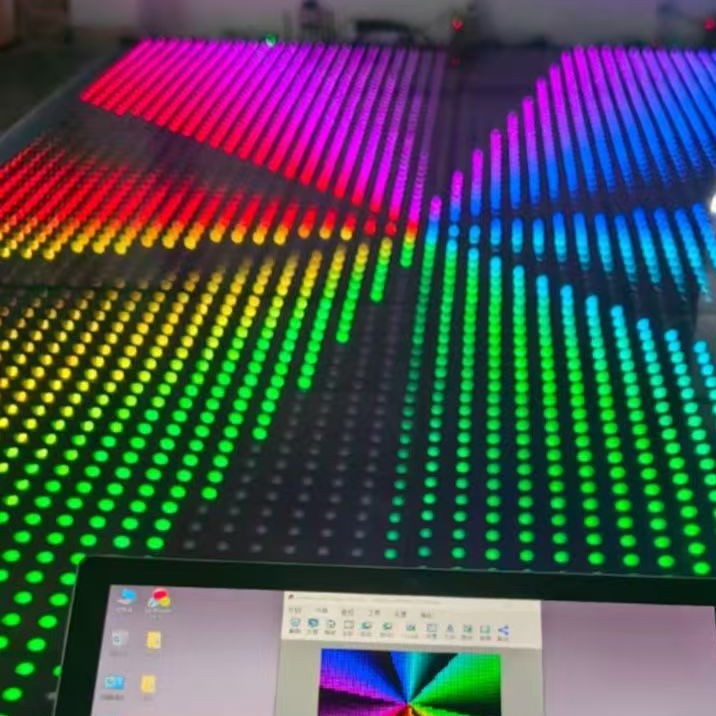 LED wireless magnetic attraction digital animation video imaging floor light, stage sensing pixel floor tile light, intelligent Specification drawing