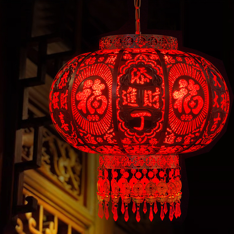 2025 New Year rotating red lantern gate, high-end Spring Festival lantern, revolving lantern, seven-color balcony lantern Item Picture