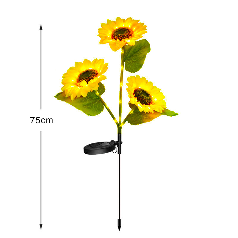 Solar lamps for outdoor lighting, sunflower simulation flowers, decorative atmosphere, color lights, gardens, courtyards, balconies, LED ground sockets Item Picture