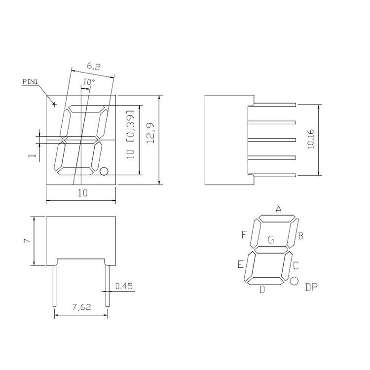 Wholesale led digital tube common cathode display 0.39-inch temperature display 1-digit common cathode blue light digital screen 3911 Item Picture