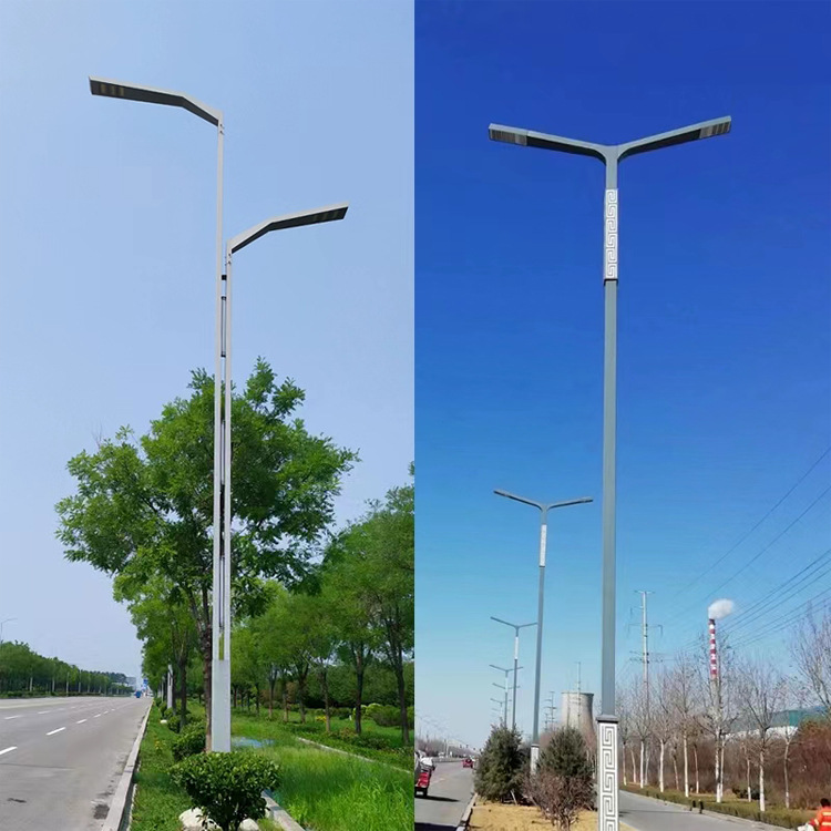 In-stock led road single and double arm municipal power street lamps, 8-meter and 10-meter high and low arm street lamps, 12-meter engineering LED street lamp poles Specification drawing