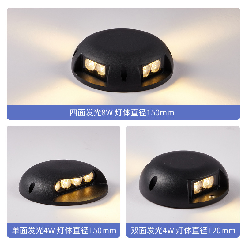 Buried lights, hole-free led outdoor waterproof and translucent ground turtle-back spotlights, side-emitting internet-famous walkway lights, courtyard Specification drawing