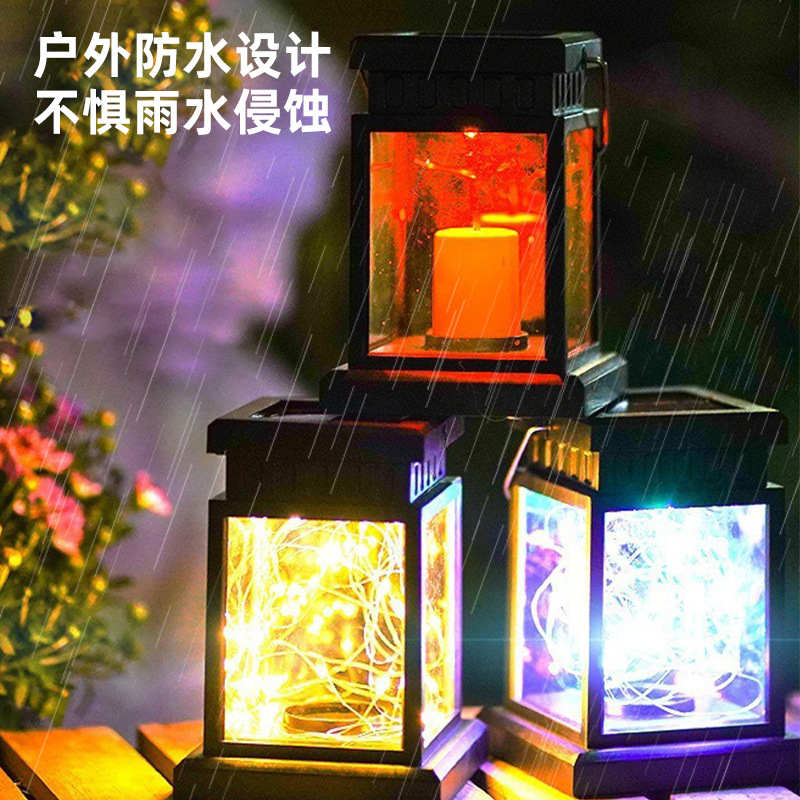 Outdoor solar small palace lamp, home retro courtyard balcony waterproof LED light, garden decoration atmosphere night light Application Scenario