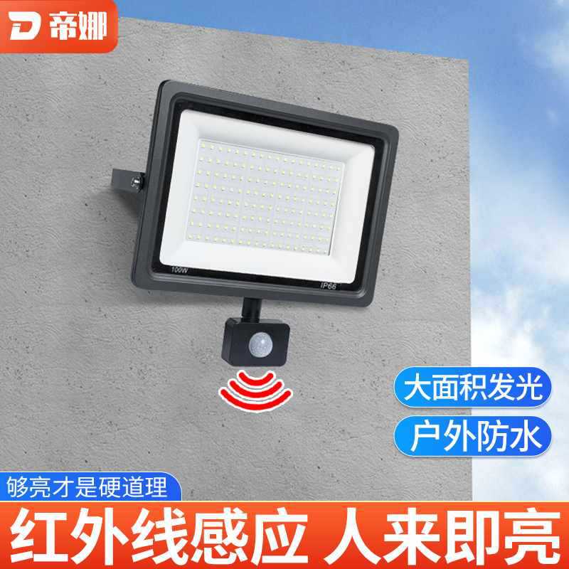 ✅ human body sensor light turns on as soon as people arrive 220v outdoor waterproof spotlight led floodlight wired garden lighting lamp details Picture