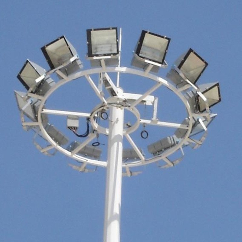 8-25 meter high pole lights, octagonal pole lights, sports field lights, port medium pole lights, lifting type wharf LED road Meihua lighting fixtures details Picture