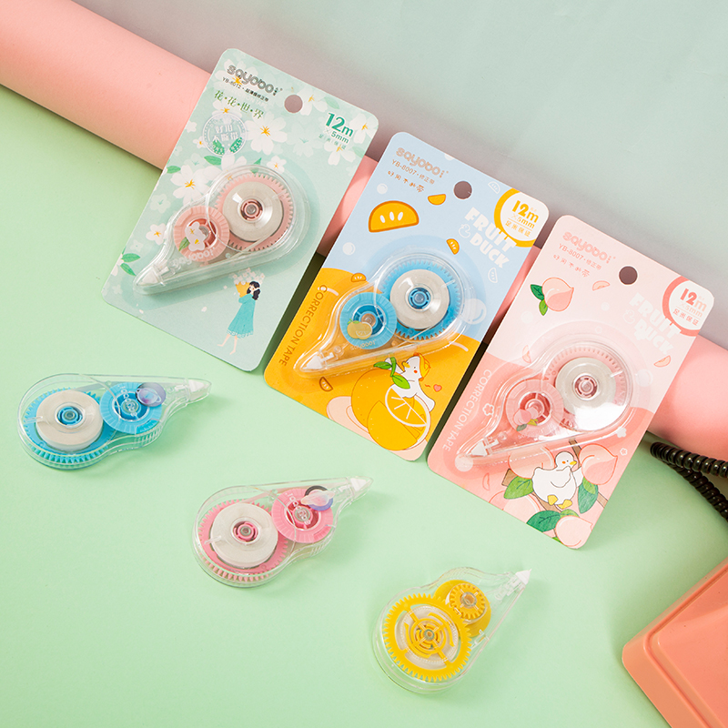 YB-8007 high-quality, large-capacity anti-drop correction tape, 12-meter ultra-thin PET transparent film, easy to use, continuous use, special for students, factory direct sales Application Scenario