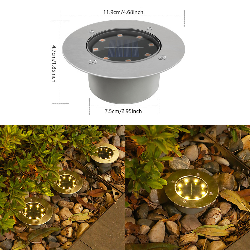 Outdoor solar courtyard garden villa decorative floor lights, household waterproof buried floor lights, ground plug lights, led lawn lights full figure