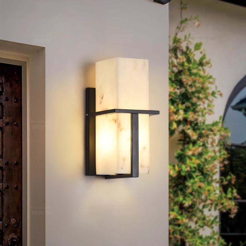 Modern and simple outdoor door wall lamps, courtyard balcony outdoor waterproof garage door lamps, terrace faux marble wall lamps details Picture
