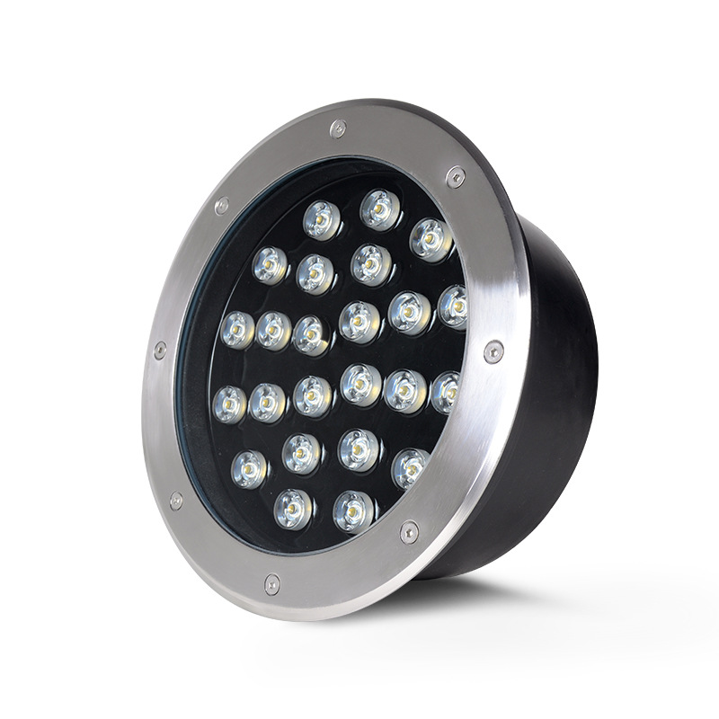 Factory wholesale led ground lights, outdoor RGB seven-color circular ground lights, waterproof stainless steel embedded ground lights Item Picture