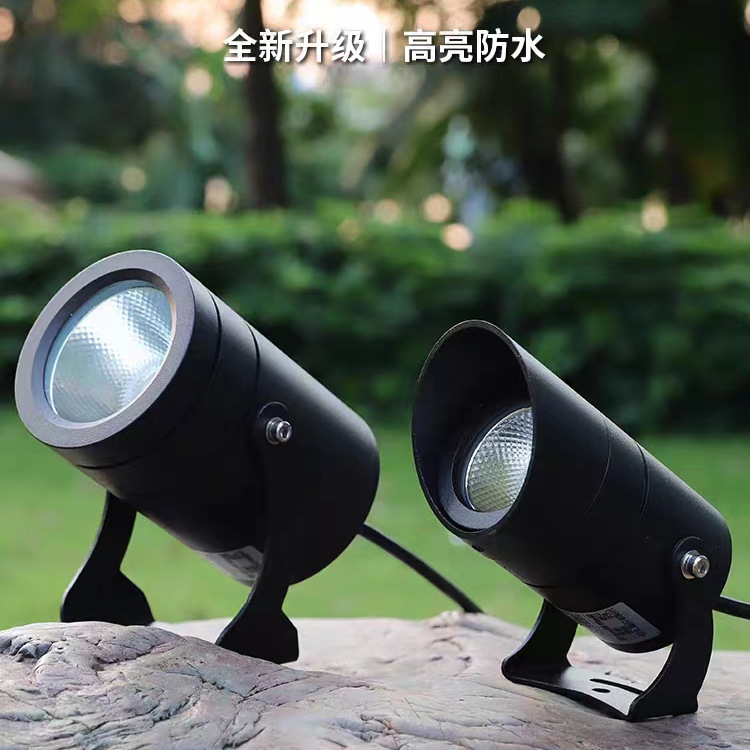 Ground insertion lights, outdoor waterproof courtyard and garden lighting, cob tree lights, circular seven-color floodlights, led outdoor spotlights details Picture