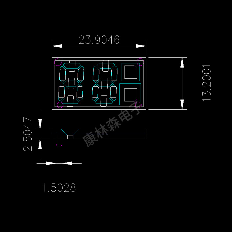 2-digit digital tube 2413 shell, 2 8 temperature display with water drop symbol, 24mmx13mm water drop shell Application Scenario