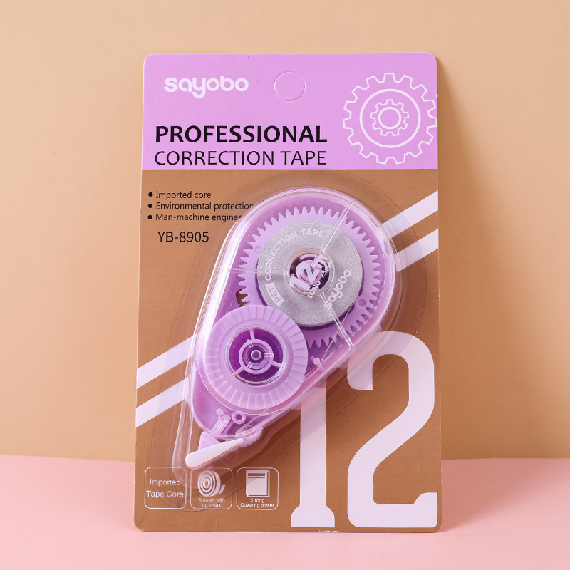 YB-8905 English version, high-quality, large-capacity anti-drop correction tape, 12-meter ultra-thin film PET transparent film, easy to use, continuous for students, factory direct sales Item Picture