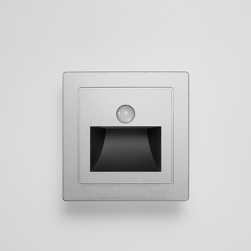 86-type embedded floor light, human body sensor LED, home staircase corridor night light, step and tread sensor light Specification drawing