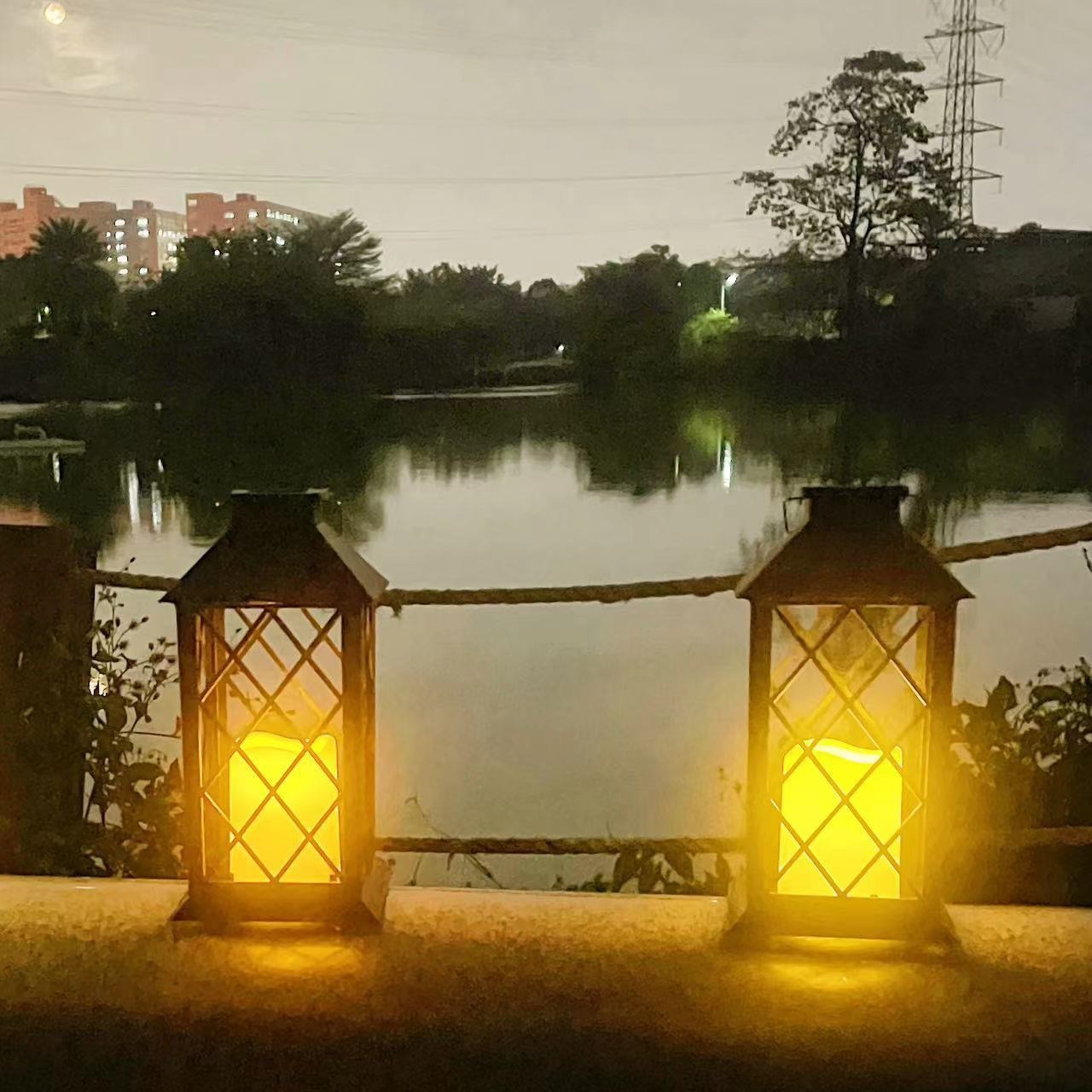 Solar candle wind lamps, cross-border outdoor garden lamps, retro palace lamps, portable camping lamps, Christmas hollowed-out wind lamps details Picture