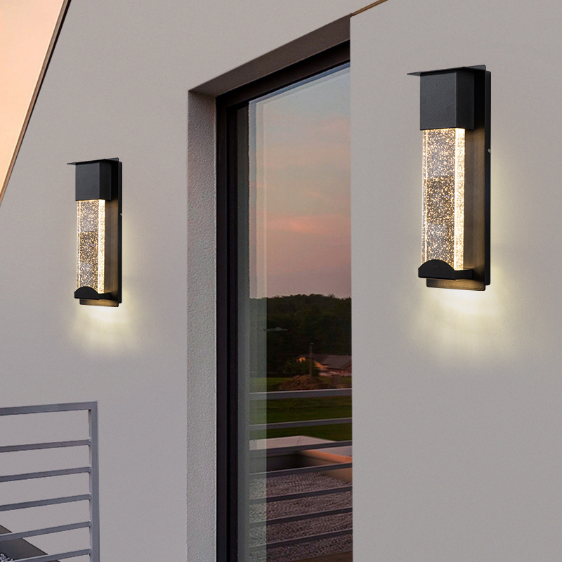 Outdoor crystal wall lamps, waterproof balcony corridor passageway lamps, villa lamps, courtyard gate entrance lamps, simple LED sensor lights Specification drawing