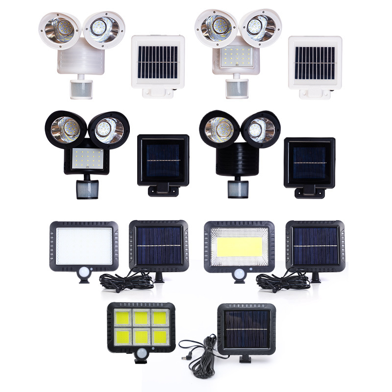 Solar split sensor light, double-head sensor light, courtyard lighting, wall lamp, garage floodlight, outdoor waterproof street lamp Item Picture