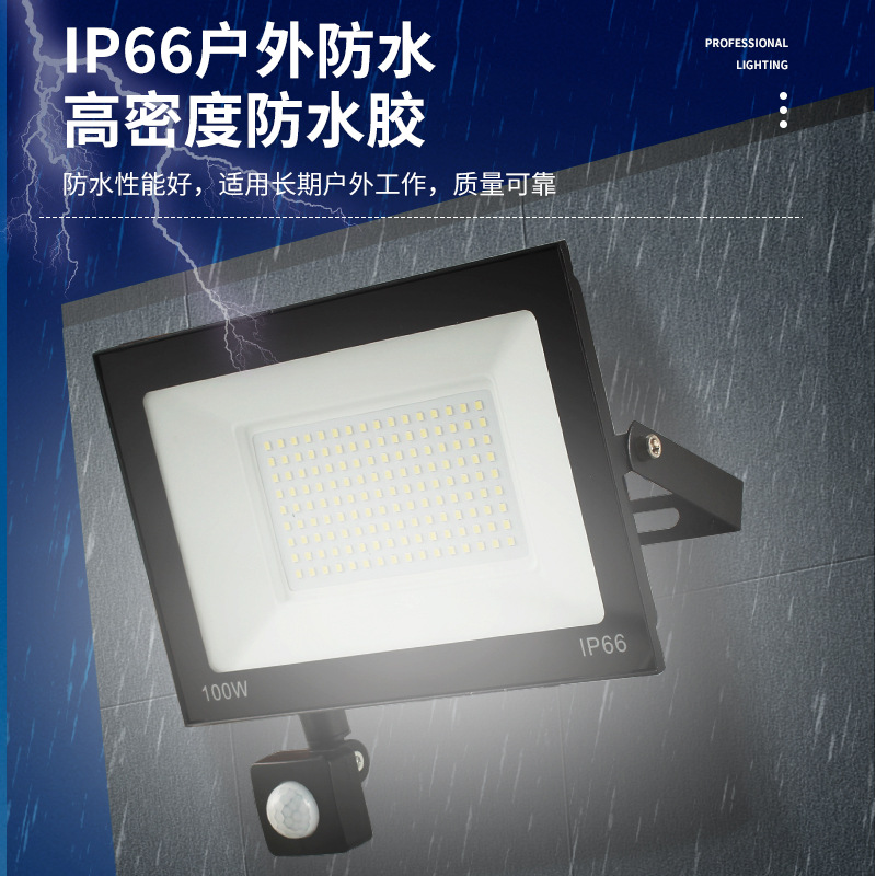 Human body sensor floodlights 10W, 50W, 150W Apple model light-controlled sensor outdoor courtyard waterproof led floodlights Application Scenario