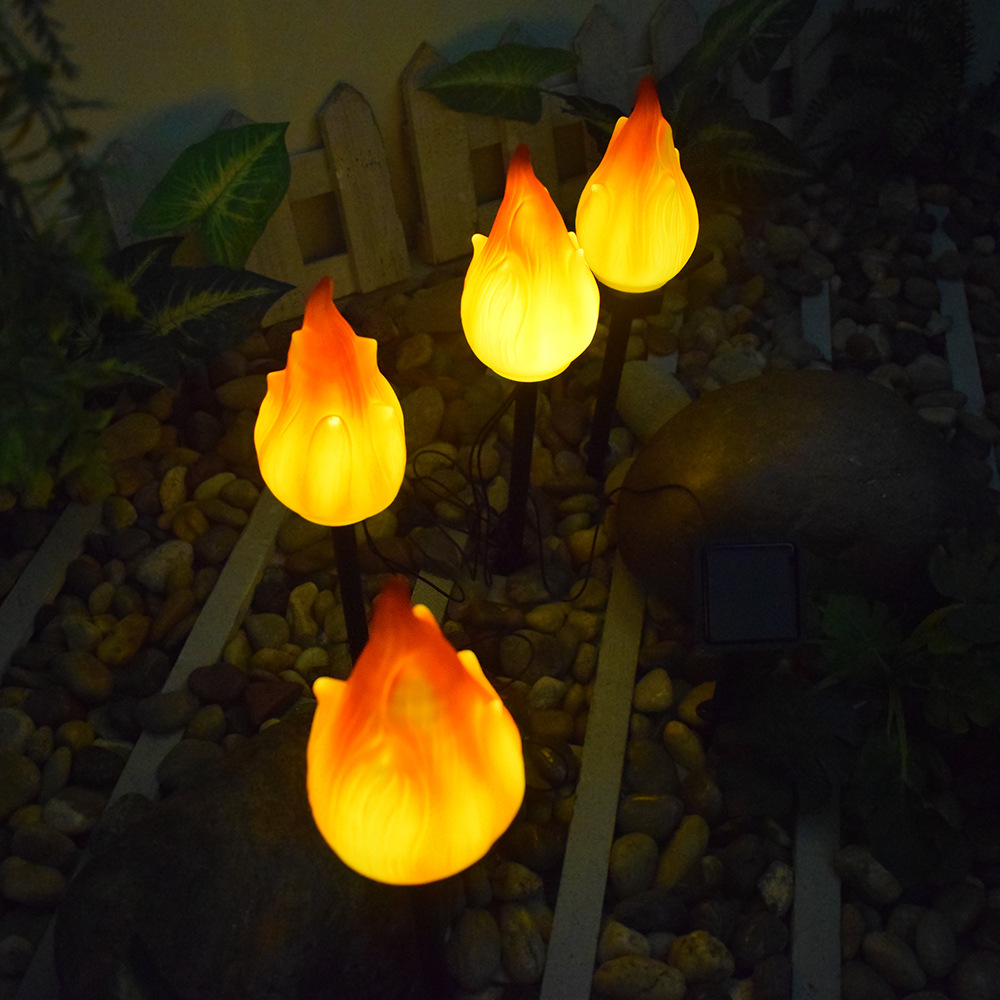 Cross-border new solar lamps, simulated flame lamps, courtyard decoration, outdoor creative torches, ground sockets, garden atmosphere lamps Specification drawing