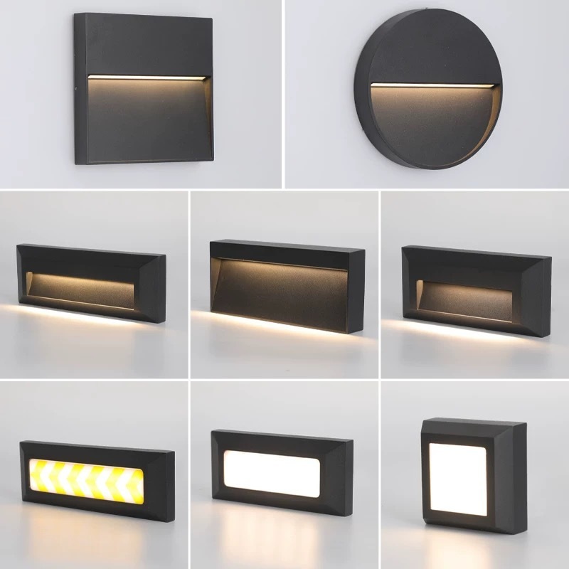 Exposed floor foot lights, step lights, outdoor waterproof skirting feet lights, staircase corridor side wall lights, garage no-hole ramp lights full figure