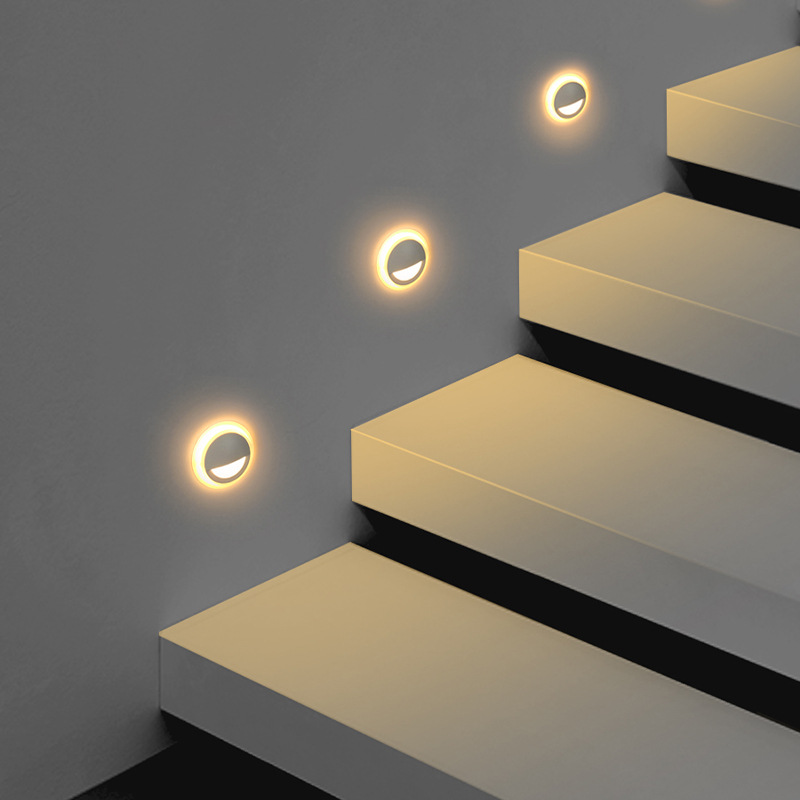Smiling face floor lamp, living room, bedroom, staircase, corridor ambient light, circular corner skirting, built-in LED night light details Picture