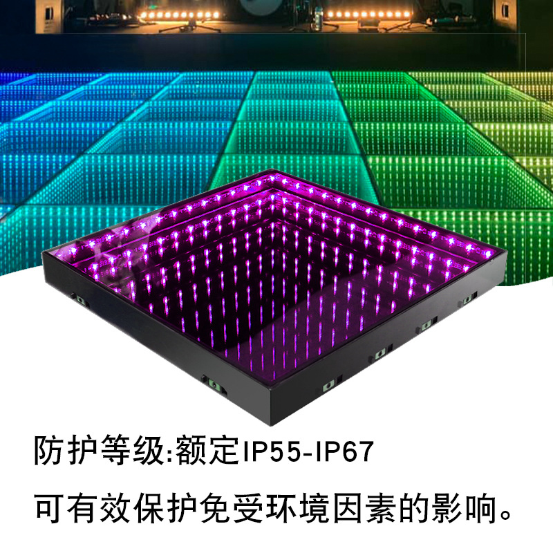 Portable wireless magnetic interactive seven-color abyss light, square dancing DJ floor tile light, wedding party 3D stage light Application Scenario