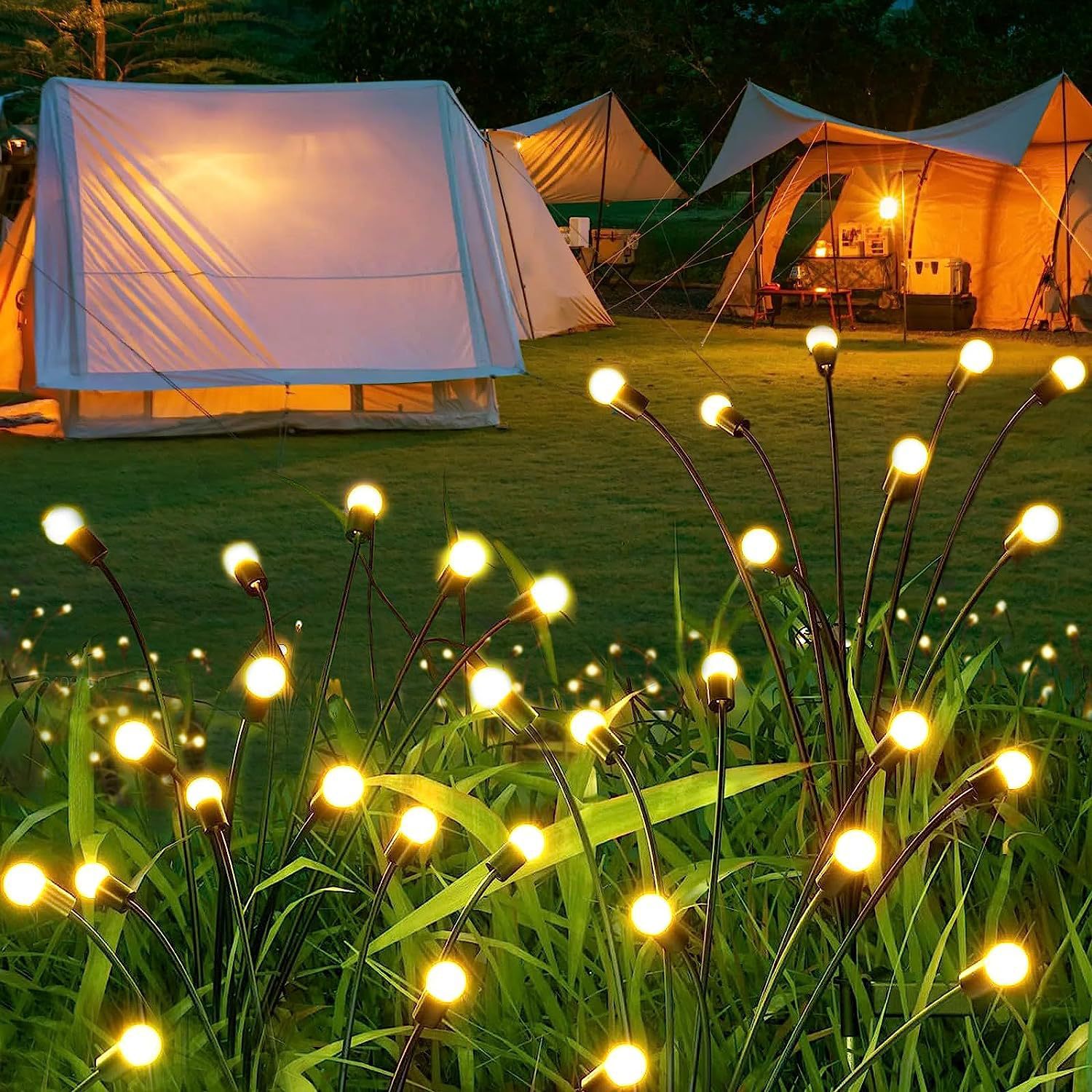 Cross-border solar firefly ground insert lights, garden lawn lights, courtyard lights, outdoor waterproof solar landscape lights Application Scenario