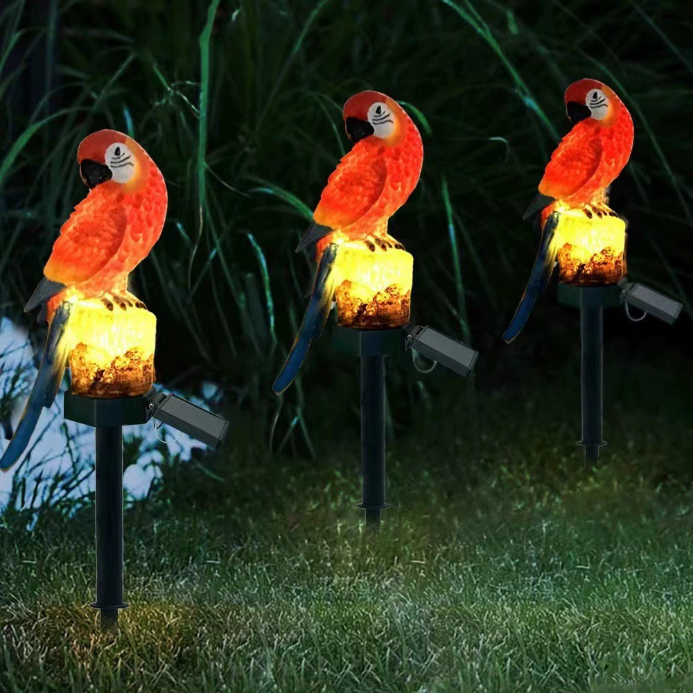 Cross-border solar resin parrot lamp, outdoor park lawn lamp, LED simulation animal, courtyard decorative ground insert lamp Specification drawing