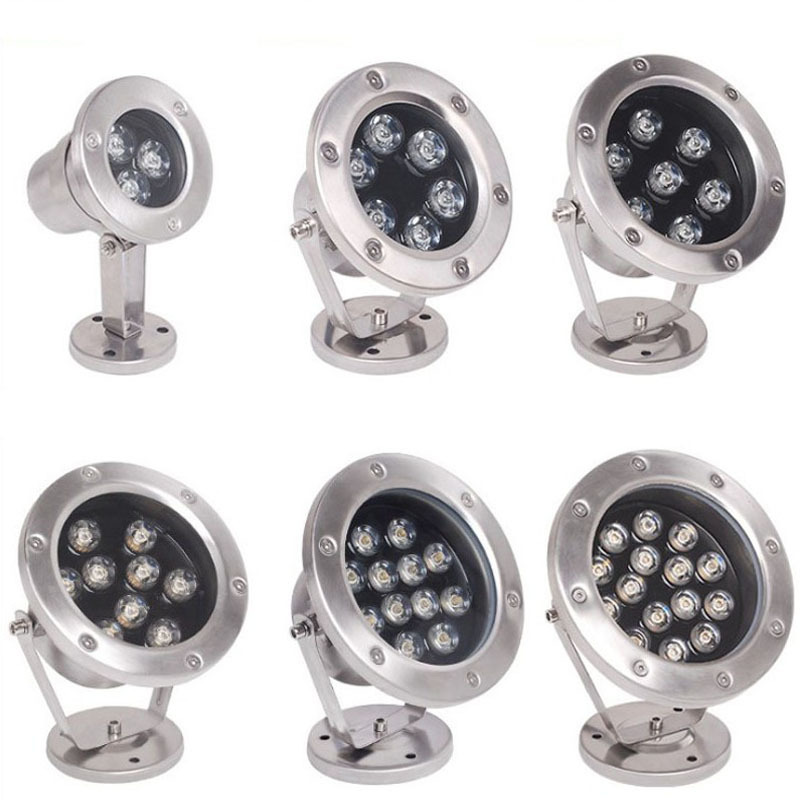 Source factory LED underwater lights, swimming pool lights, water pool underwater lights, embedded fountain lights, gushing spring lights, seven-color spotlights Item Picture