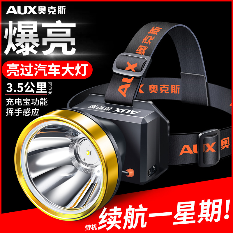 Aux headlamp, powerful charging, ultra-bright, head-mounted lighting sensor, ultra-long battery life, outdoor night fishing flashlight Application Scenario