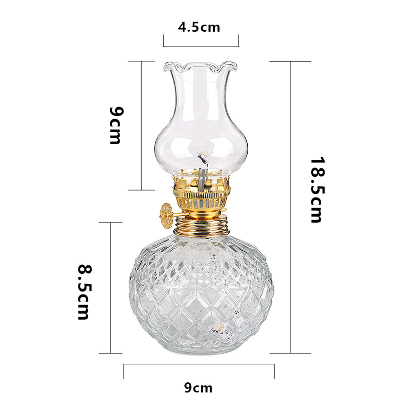 Small pineapple high-temperature resistant glass cover, high-quality electroplated metal head, small exquisite kerosene lamp, candlestick, ambient light Item Picture