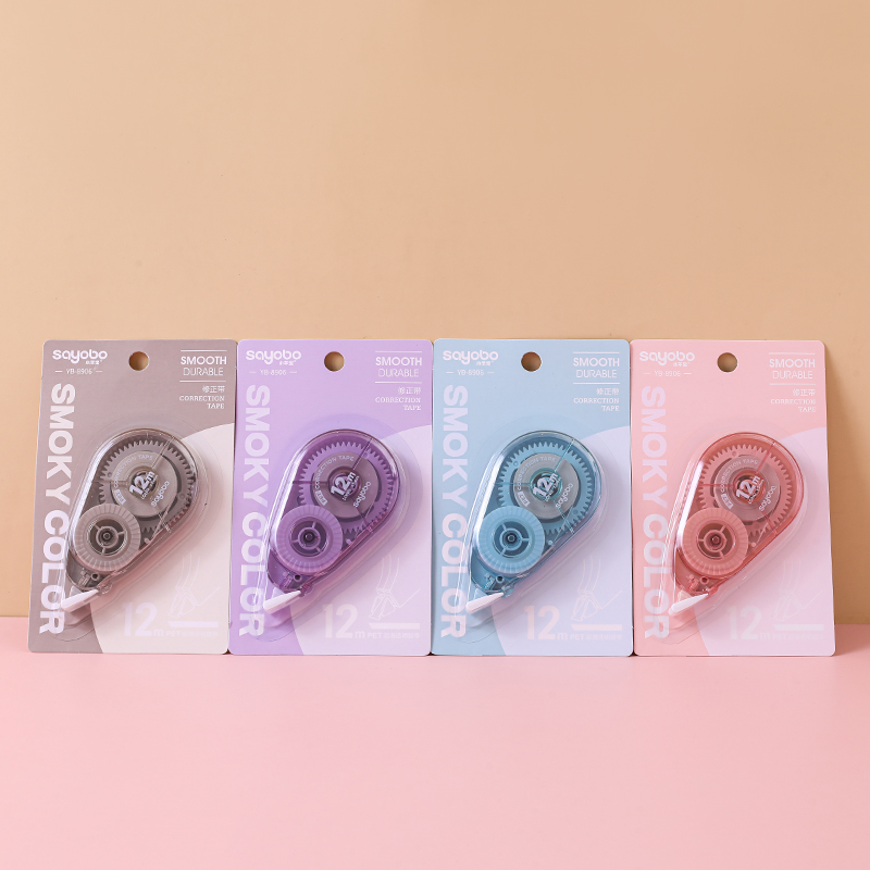 YB-8906 English version, new teardrop-shaped, high-quality, large-capacity anti-drop correction tape, 12-meter ultra-thin film PET transparent film, easy to use, continuous for students, factory direct sales full figure