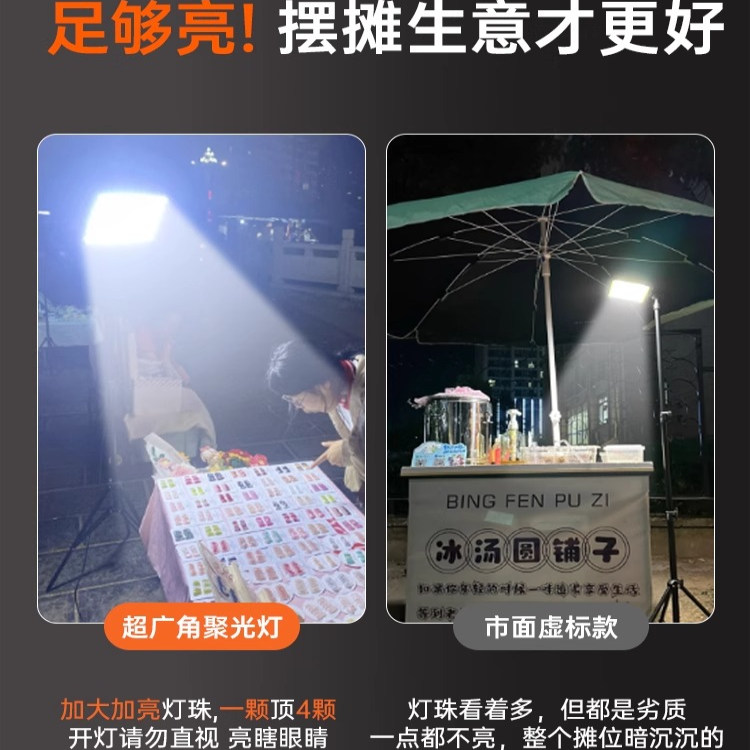 Solar-powered led charging lamp, outdoor lighting, night market street vending, power outage emergency, ultra-long battery life portable camping lamp Application Scenario