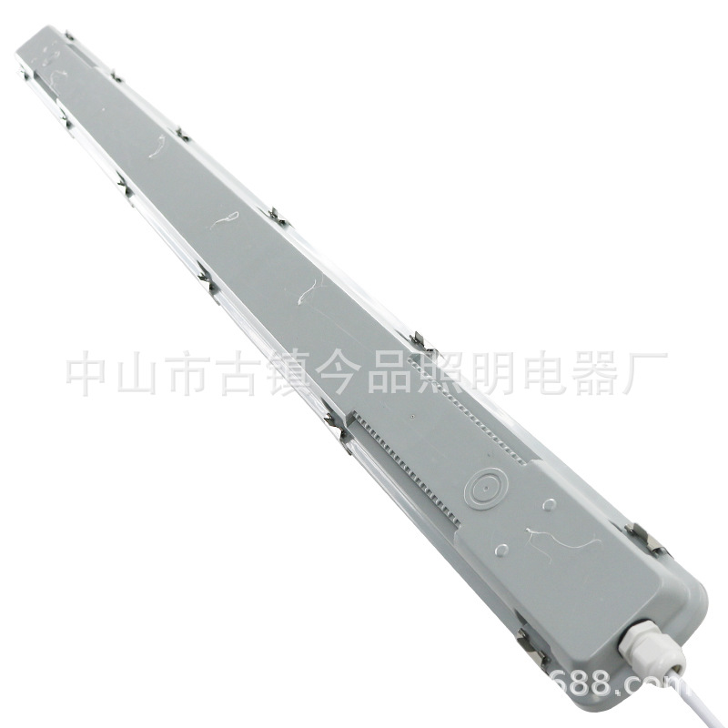 Wholesale of new long-strip IP65 single and double PC material T8 tube diameter high-lumen non-glare three-proof lamps Specification drawing