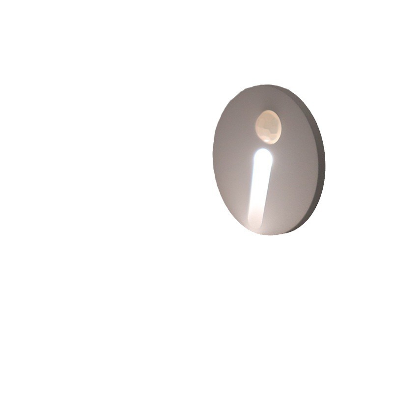 Circular infrared human body sensor floor light, staircase step kick light, corridor passage smart mini night light Item Picture
