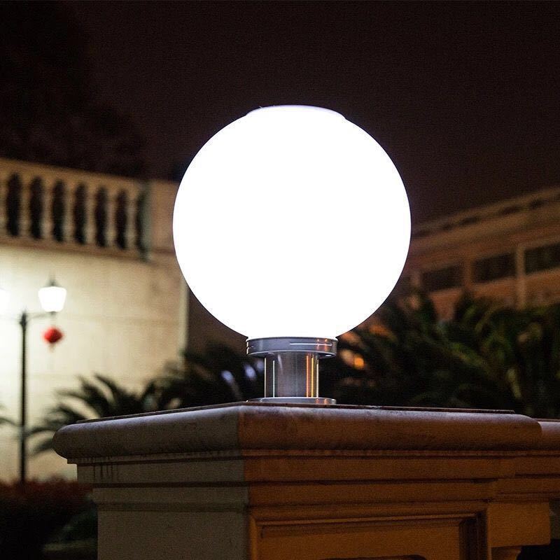 Outdoor column head lights, villa courtyard wall lights, wall head spherical lights, gate column spherical waterproof lights, solar lights Specification drawing