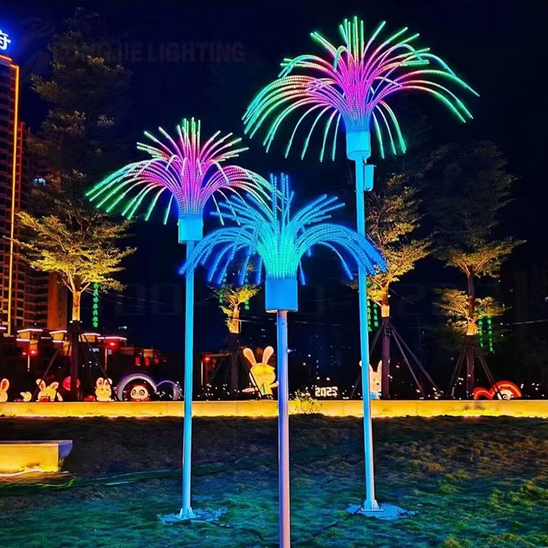 LED digital smoke lamp, flashing firework lamp, outdoor waterproof lighting project, landscape decorative lamp, luminous wind turbine lamp details Picture