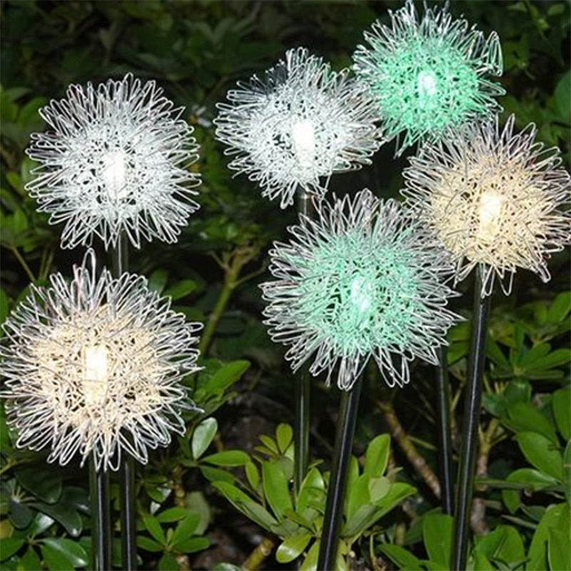 Aluminum wire ball dandelion lamp outdoor park square lighting landscape dandelion lamp ground plug lawn lamp details Picture