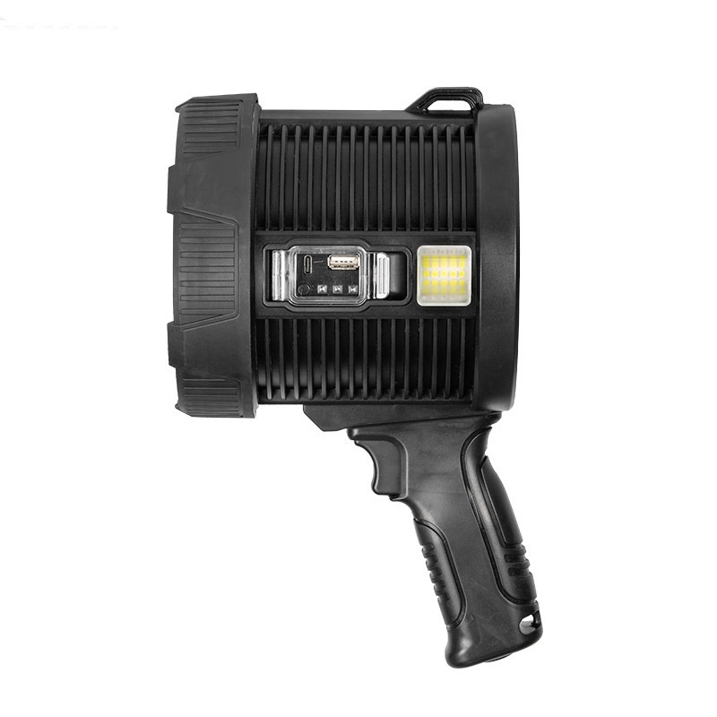 New cross-border high-intensity searchlight with charging sun and side red and blue flashing LED outdoor night fishing high-brightness portable lamp details Picture