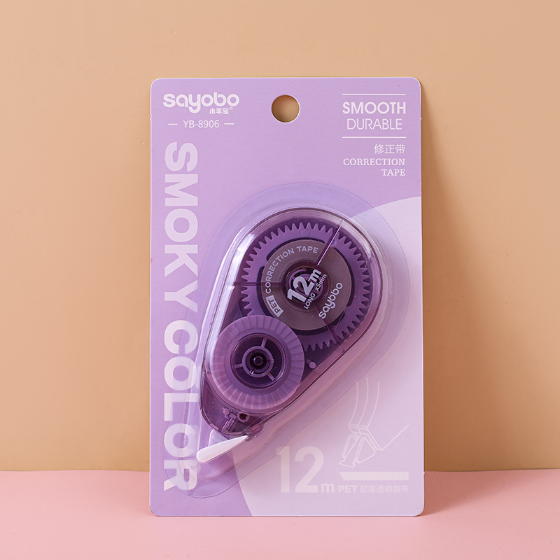 YB-8906 English version, new teardrop-shaped, high-quality, large-capacity anti-drop correction tape, 12-meter ultra-thin film PET transparent film, easy to use, continuous for students, factory direct sales Application Scenario