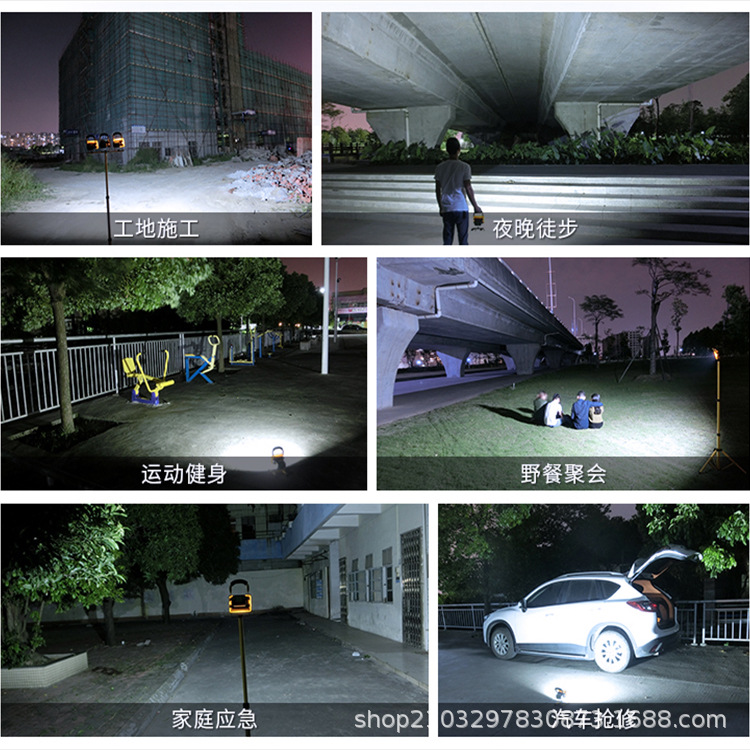 LED high-intensity charging floodlight, outdoor engineering emergency light, construction site power outage lighting, camping, street vending, portable household details Picture