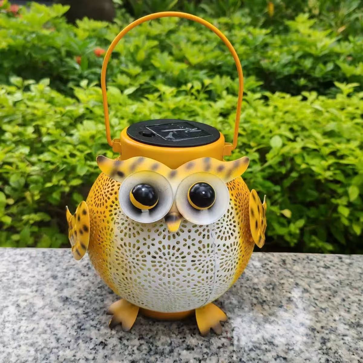 Owl solar light, outdoor waterproof garden, owl atmosphere landscape light, home courtyard hollowed-out lantern Specification drawing