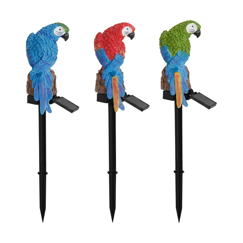 Cross-border solar resin parrot lamp, outdoor park lawn lamp, LED simulation animal, courtyard decorative ground insert lamp Item Picture