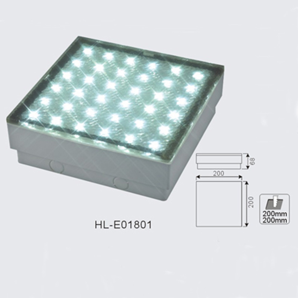 Outdoor waterproof floor tile lights in stock: 240V, 12V, ground embedded rectangular and square LED ice brick ground lamps Specification drawing